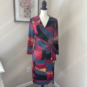 Ann Klein multicolored wrap dress